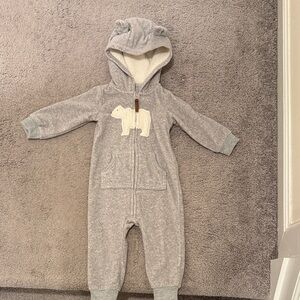 Carter's Gray Bear Hooded Footie